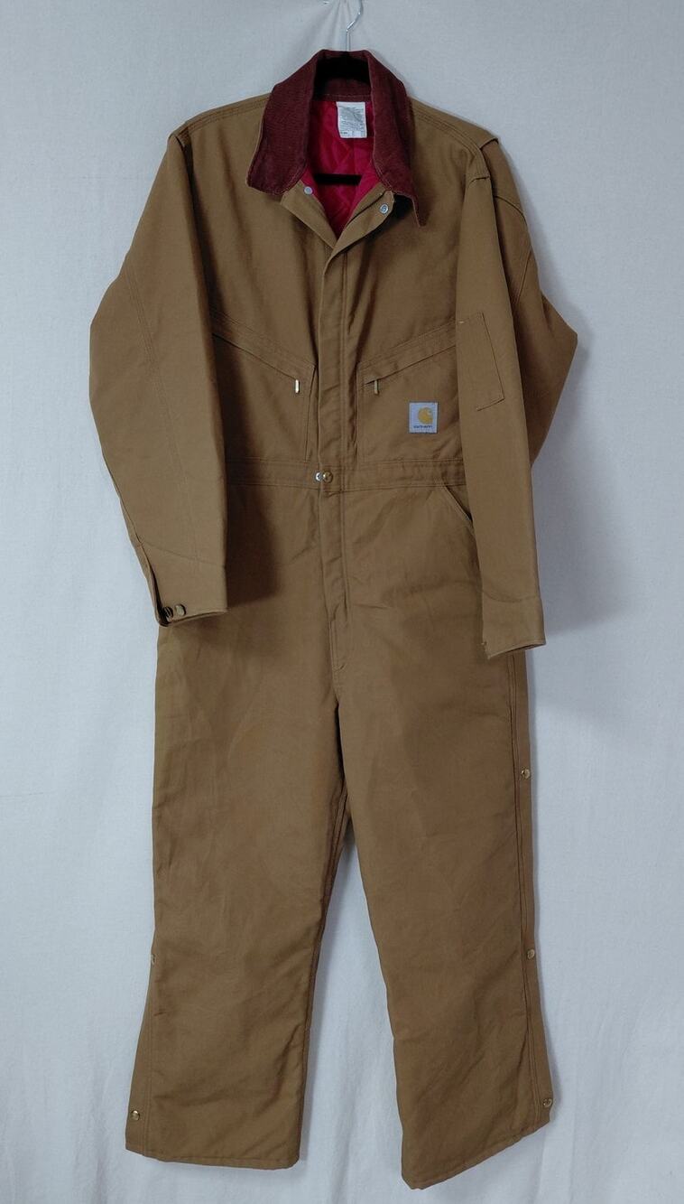 Vintage Carhartt X01 BRN Made in USA Full Zip Lined Jumpsuit Men Size 42